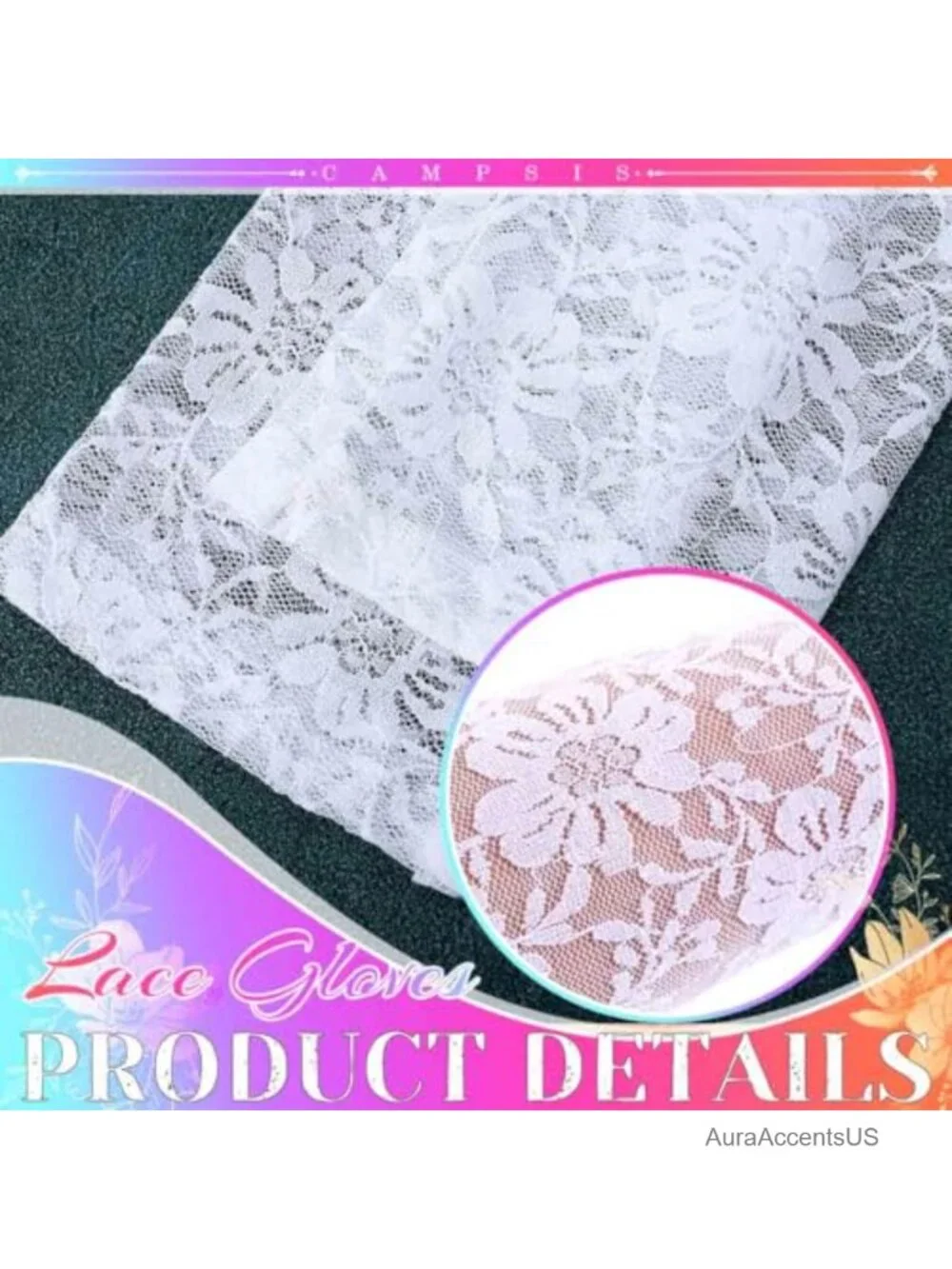 Campsis White Lace Gloves for Women Bridal Wedding 1920s Floral Long Opera